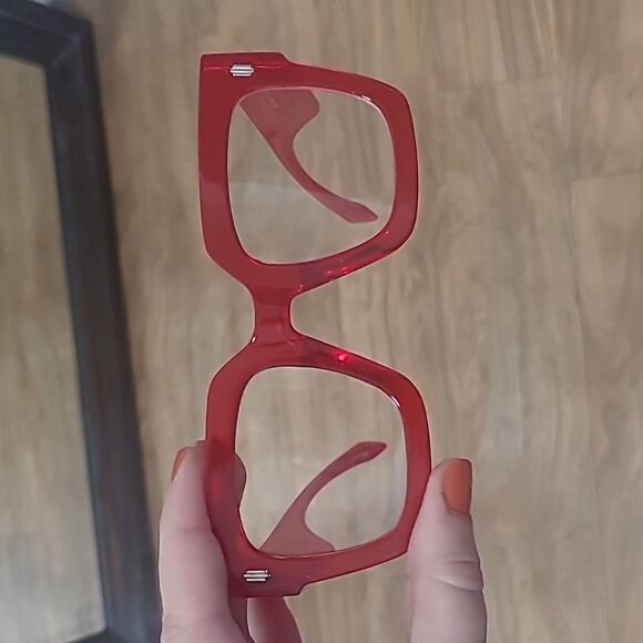 💲6️⃣ Bundled ✔️Red Wide Plastic Rim Glasses Clear - Picture 4 of 6